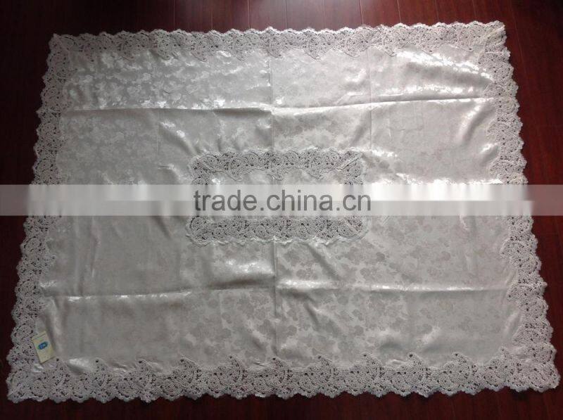 French romance milk white lace watersoluble tablecloth for wedding