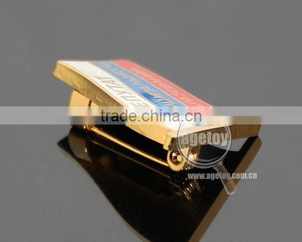 Custom Patriotism Theme Banner Safety-pin Emblem Gold Plated Engraved Metal Enamel Russia National Flag Pin Badge