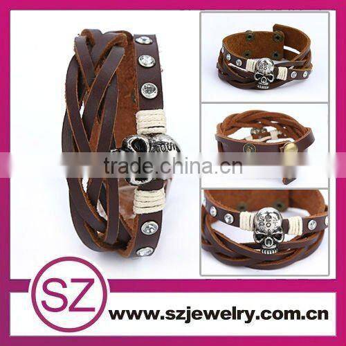 MLB0003 blue leather stainless steel buckle/power bracelet