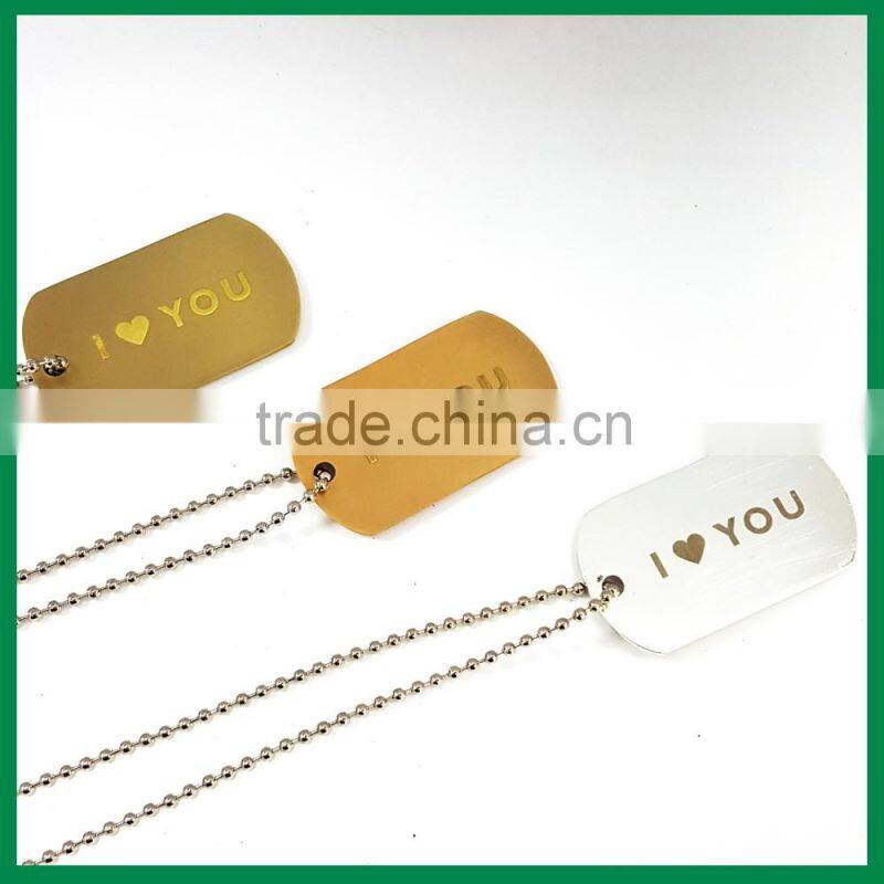 Laser Engraved Heart Dog Tag Necklace