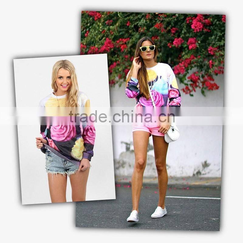 3D Multicolor Rose Flower Hip-Hop Rap Cheap Wholesale couple lover sweatshirt
