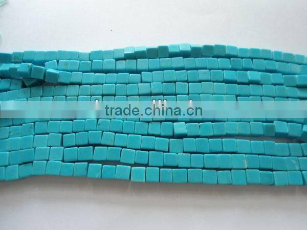 Hot seller blue turquoise 6*6mm cubic jewelry beads