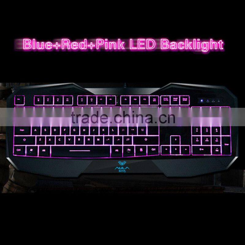 2015 New LED Illuminated Ergonomic Gaming Keyboard USB Multimedia Backlight Backlit Ultra-thin Keyboard