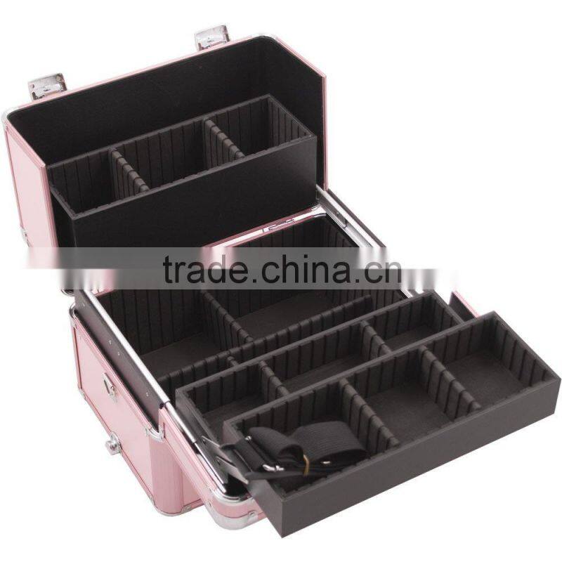 4-Wheel 2-in-1 Rolling Makeup Case with Easy-Slide and Extendable Trays, Includes Removable Tray and Extra Lid, 31-Inch, Smooth