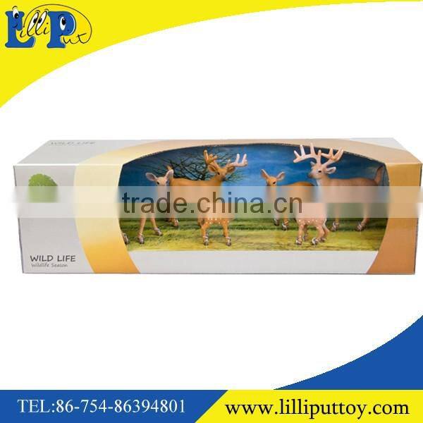 3pcs assorted pvc white-tailed wild deer toy with PDQ