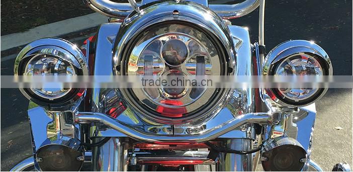 4-1/2" Halo Black LED Auxiliary Spot Fog Passing Lights Lamps Pair Harley Motorcycle