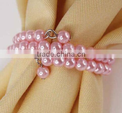 table decoration & accessories type pink plastic pearls beaded handmade napkin ring
