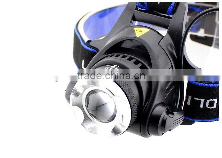 2000LM XM-L T6 LED Headlight Head Light Lamp Zoomable + 2x Battery+ Charger flashlight