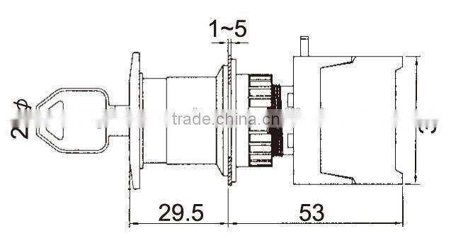 22mm, 30mm Emergency Stop Key Lock Switch, Selector Switch, IP65, W/P (EKS22/30)