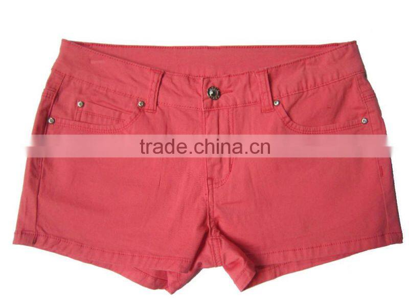 Adults stylish women solid color pink cotton strech jeans manufacturer