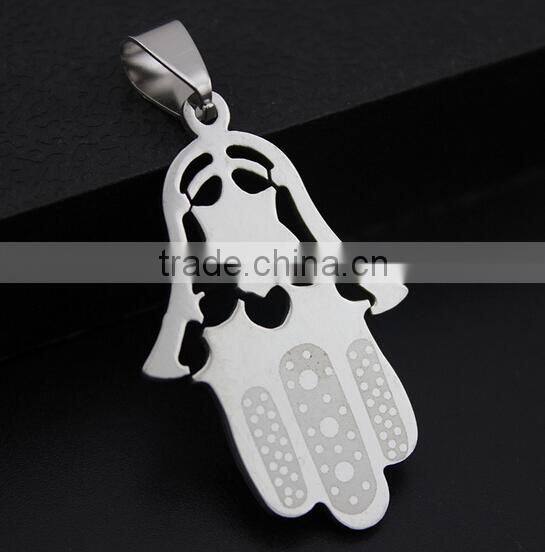 Yiwu man titanium stainless steel cross blue gemstone pendant