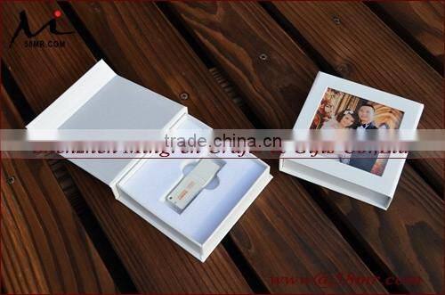 Leather-Paper USB Flash Drive Packaging Gift Box Cover with Window