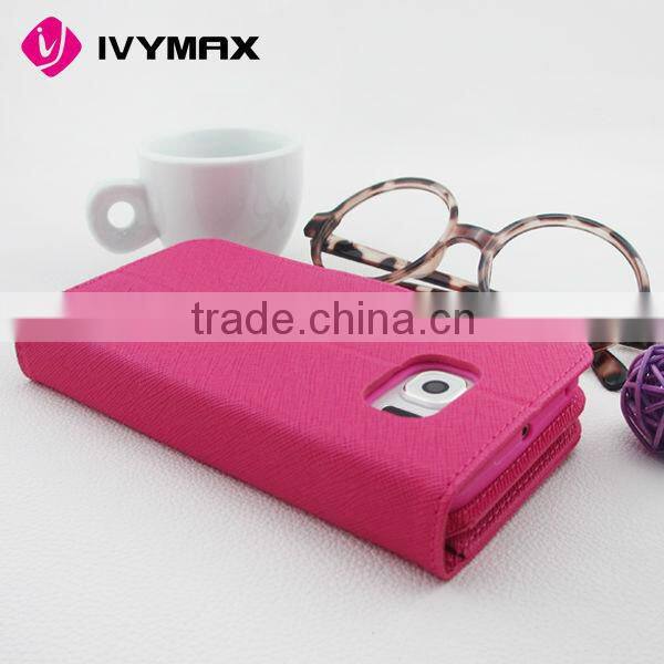 Good quality cover case for samsung galaxy s6 edge PU TPU leather wallet case