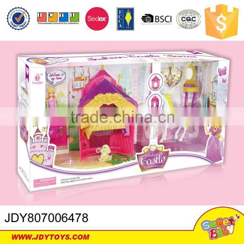 Fashion carriage toy plastic horse carriage with doll and sofa