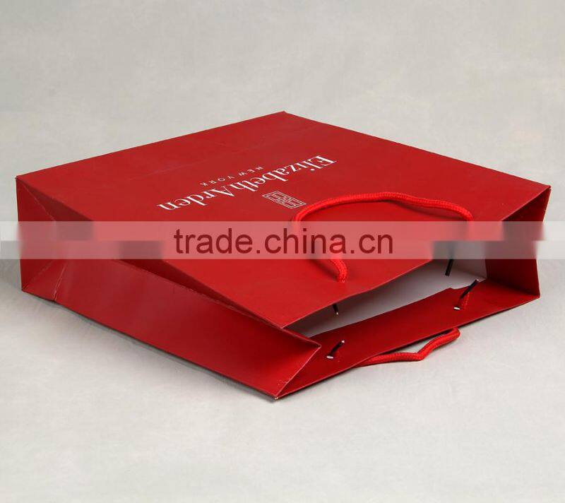 Cosmetic paper bag for ElizabethArden shipping bags with polyester string for cosmetic