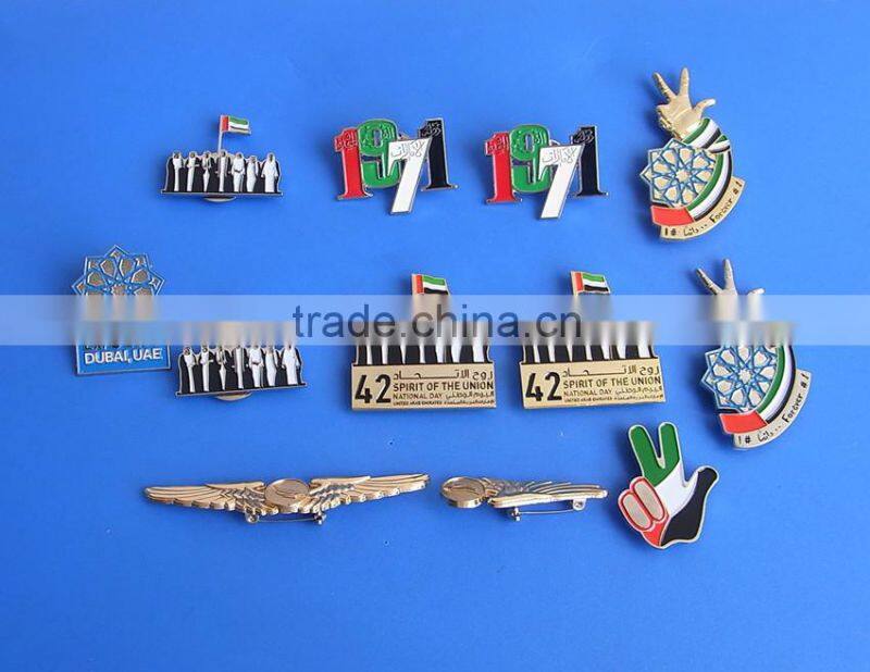 New products uae national day gift items number shape metal logo badge/emblem