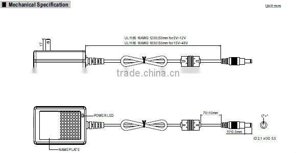 Meanwell 15~18W AC-DC Single Output Wall-mounted type 18v 1a switching power supply