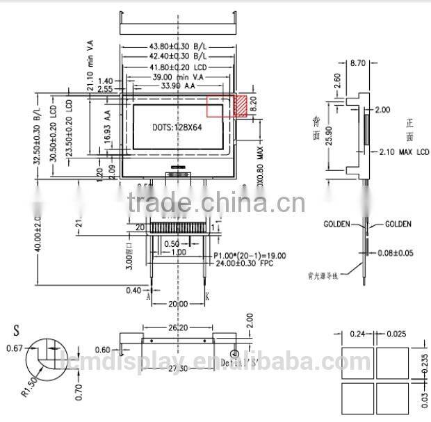 3.0v FSTN low price 128x64 graphic lcd module with white backlight