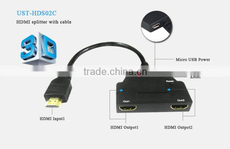 3Port HD Splitter Switcher 3x1 Auto Switch 3-In 1-Out With 50 CM Pigtail Cable