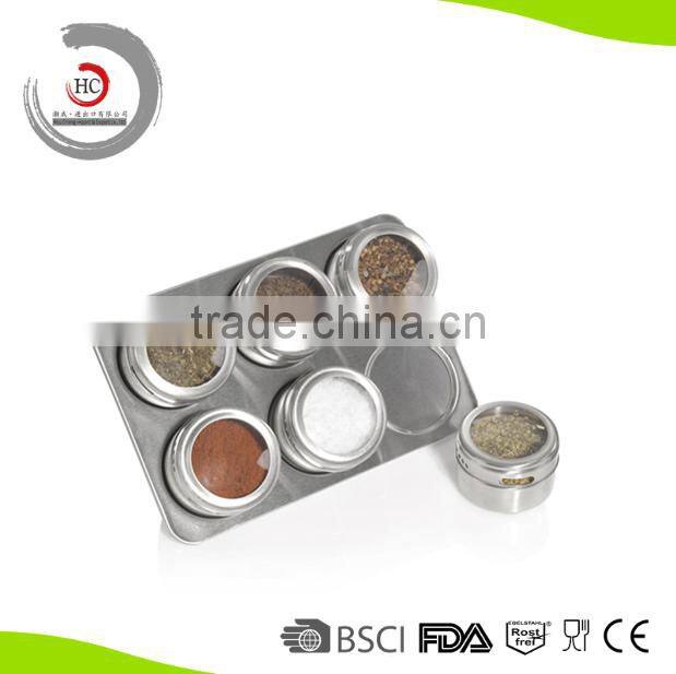 Reusable stainless steel magnetic spice tin magnetic spice rack magnetic spice jar HC-MS16