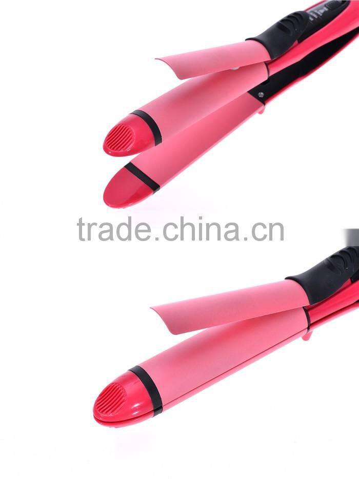 Fine hair straightener and curling iron in one LED