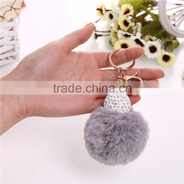 Royal Blue Rabbit Fur Pompom Valentine's Day Gift Keychain