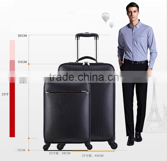 new products faddish design heavy-duty PU leather luggage trolley bag