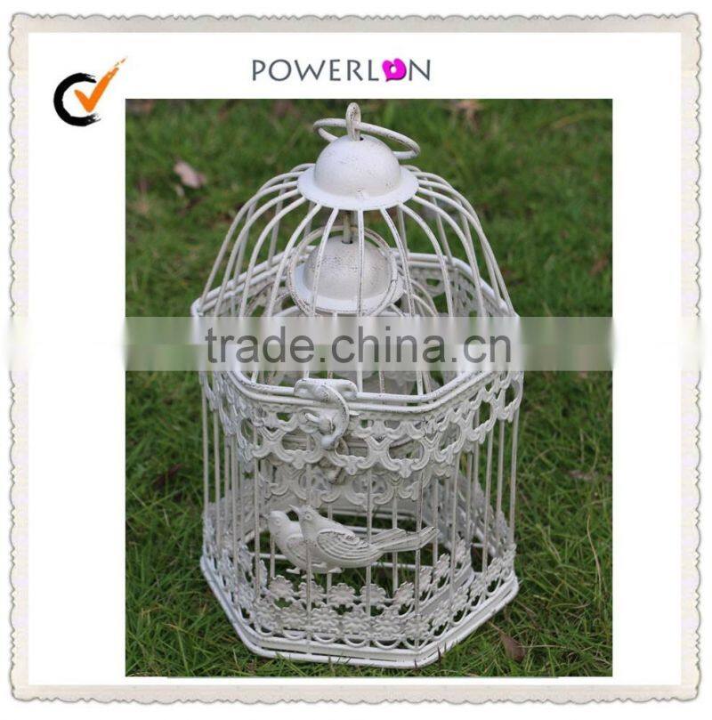 Eco-friendly Resonable Price Hanging White Iron Bird Cage for Decoration