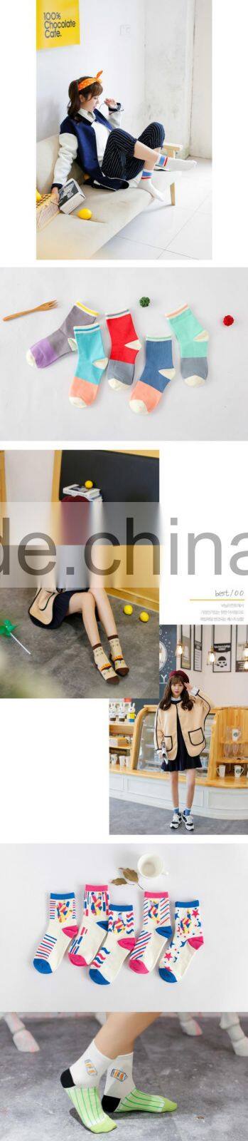 Winter or utumn leisure cotton socks trendy apple umbrella multi funny pattern socks knitting pattern 5 toe cotton socks