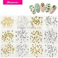 2016 Factory Price Beautiful Shiny Mixed Design Nail Art Decoration Acrylic Nail Tips Metal Slice Sticker