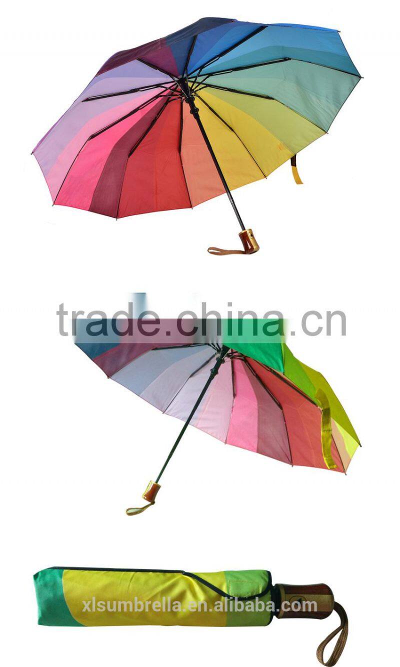 colorful rainbow 10 ribs automatic lady gift umbrella
