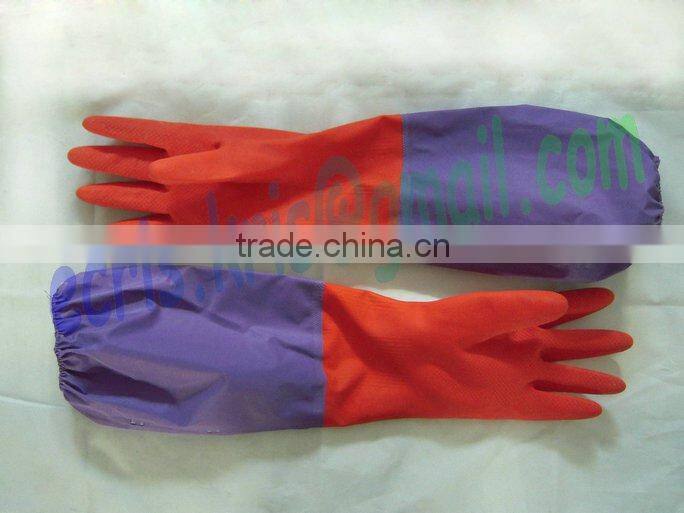 2012 hot sale red household clean latex glove with long cuff
