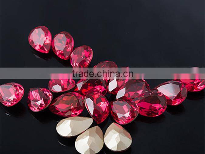 fancy 10x14mm tear drop no hole rose color pointback rhineshtone for decoration