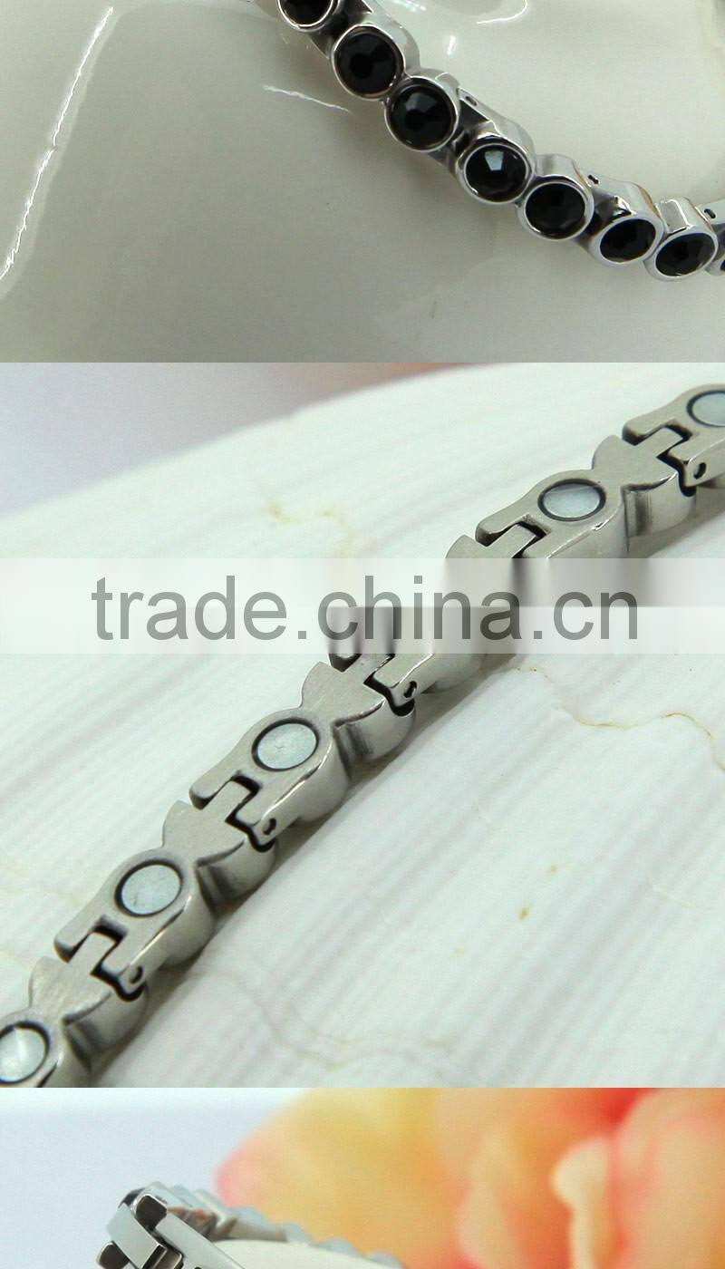 Wholesales jewelry for boys and girls with full magnetic bracelet with black zircon stone