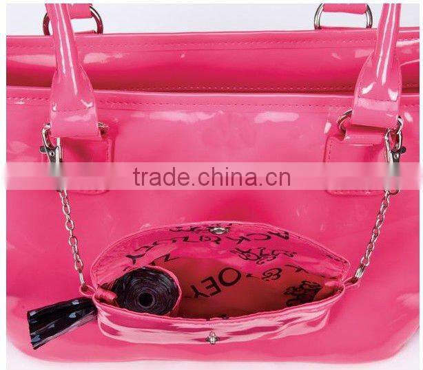 pink patent leather fashionable dog handbags/pet shoulder bags