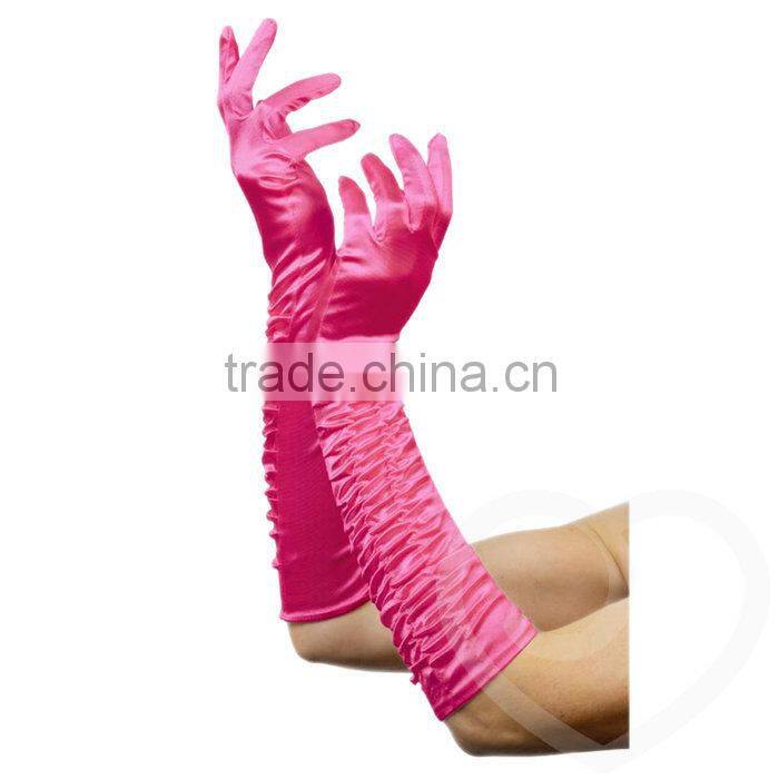 Arm Length Purple Long Satin Gloves