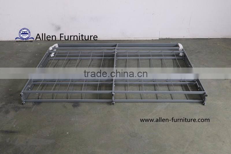 Easy to assemble and storage box spring/mattress foundation with center folding, with legs, twin to cal king