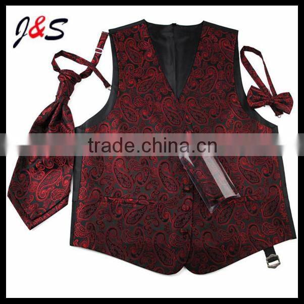 Fashion Mens Silk Paisley Vest and silk Tie Set