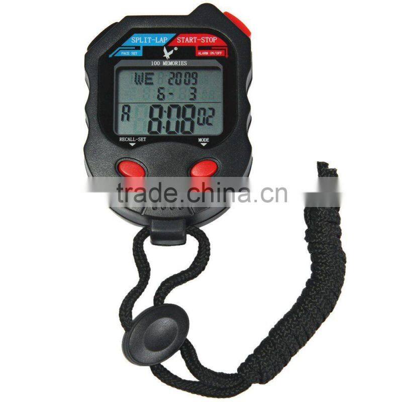 3-Row 100 Memories LCD Digital Sports Training Stopwatch with Calendar PC100D