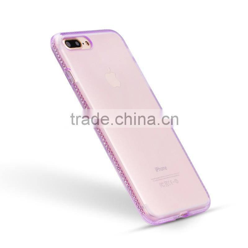 Ultra Thin Clear TPU Diamond Case For iPhone 7, for iPhone 7 Crystal Clear Rhinestones Case