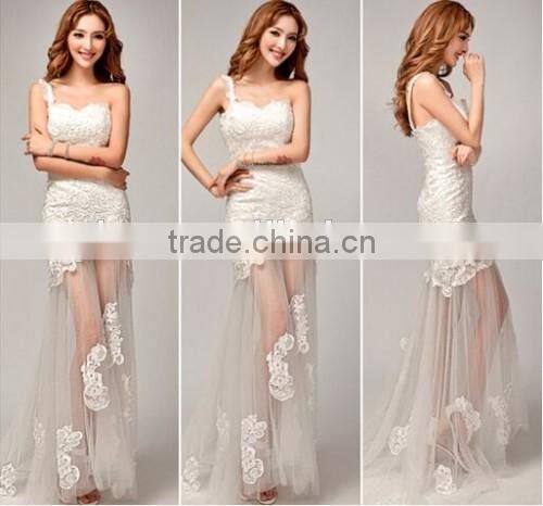 New Fashion Women's Sexy One-shoulder Cheap Price Evening Dress Mermaid Transparent Cheap Price Evening Dress