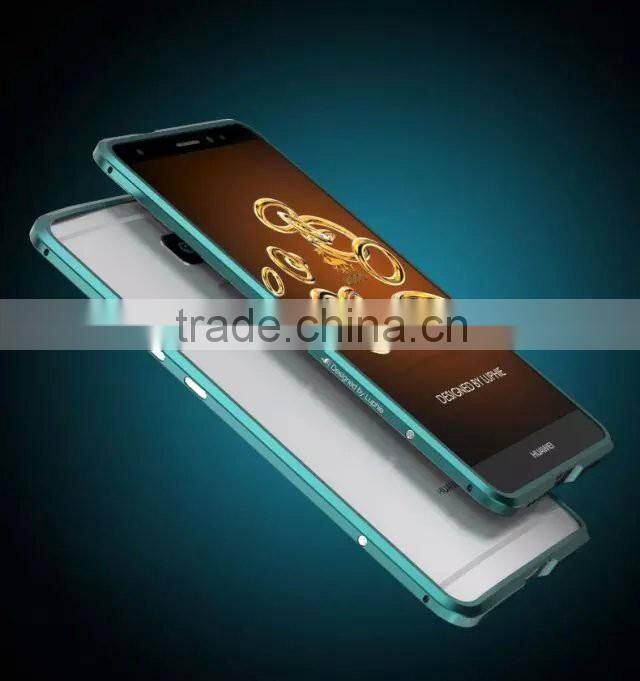 Mate 7 Gold edge Aluminum case For Huawei Ascend Mate 7 Aluminum Metal + Tempered Glass Protector case cover for huawei mate 7