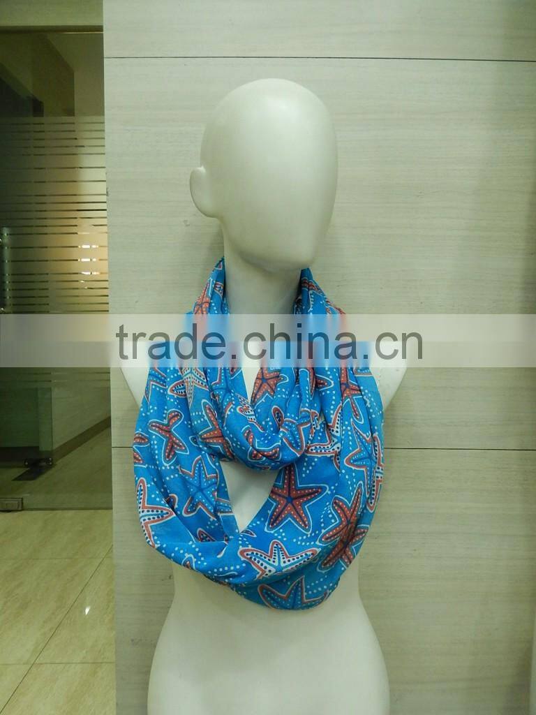 100% polyester printed Loop Infinity Scarves