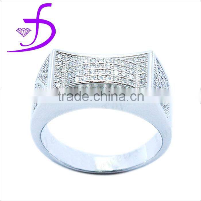 China factory wholesale fashion 925 silver micro pave men ring
