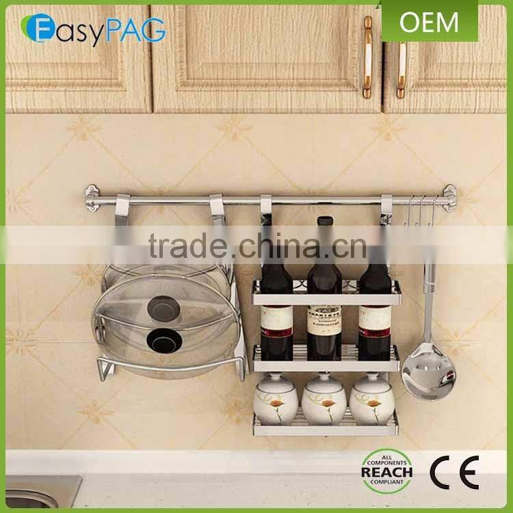 EayPAG Wall Mount Rail Bar and 8 Hooks Kitchen Organizer ,201 Stainless Steel
