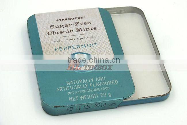 Rectangular Candy Peppermint Tin can with Slid Lid
