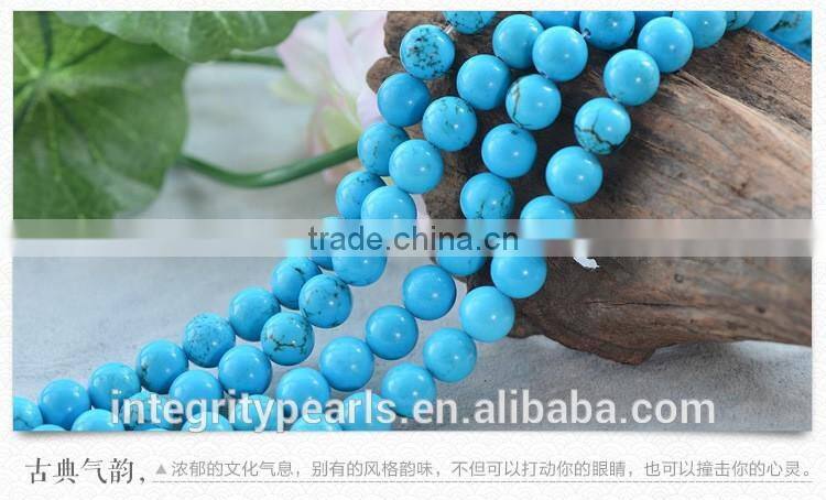 6mm 8mm 10mm high quality blue turquoise stones wholesale loose turquoise beads