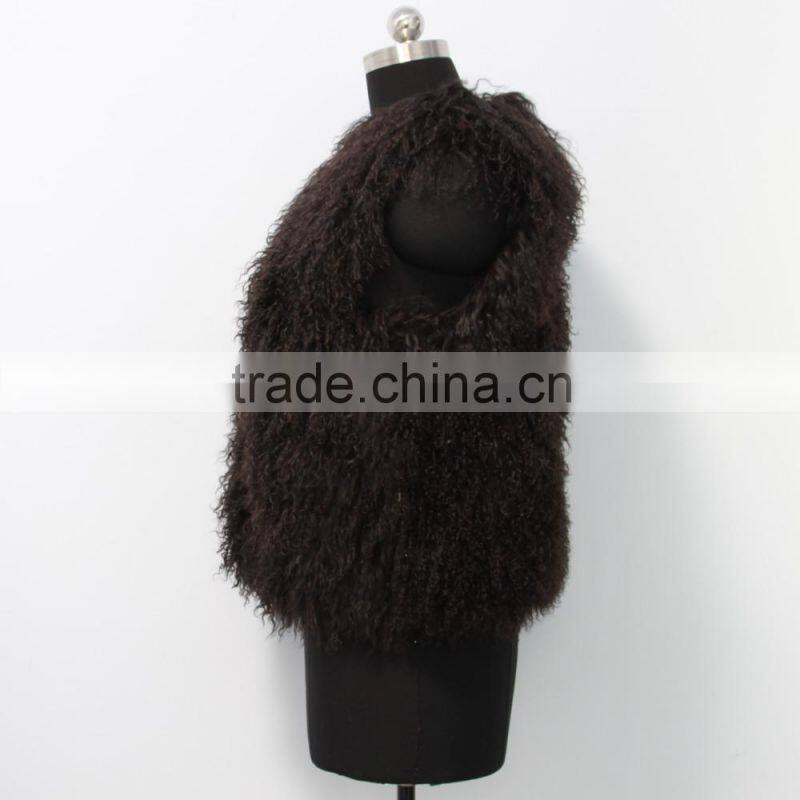 Fashion design Mongolian lamb fur coat genuine women popular Mongolian lamb fur vest