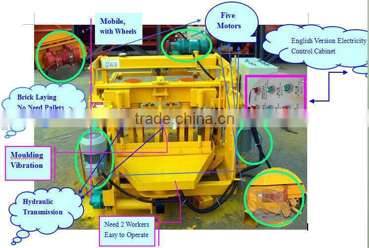 Mobile Block machinery QT40-3A small home production machinery