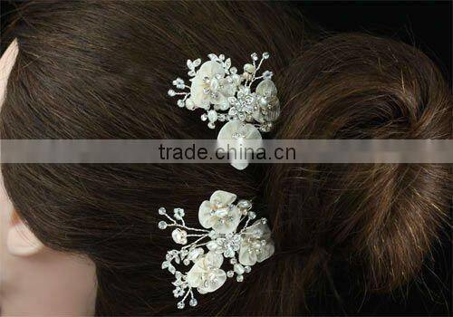 Bridal Wedding Ivory Fabric Pearl Handmade Hair Clip CT1400